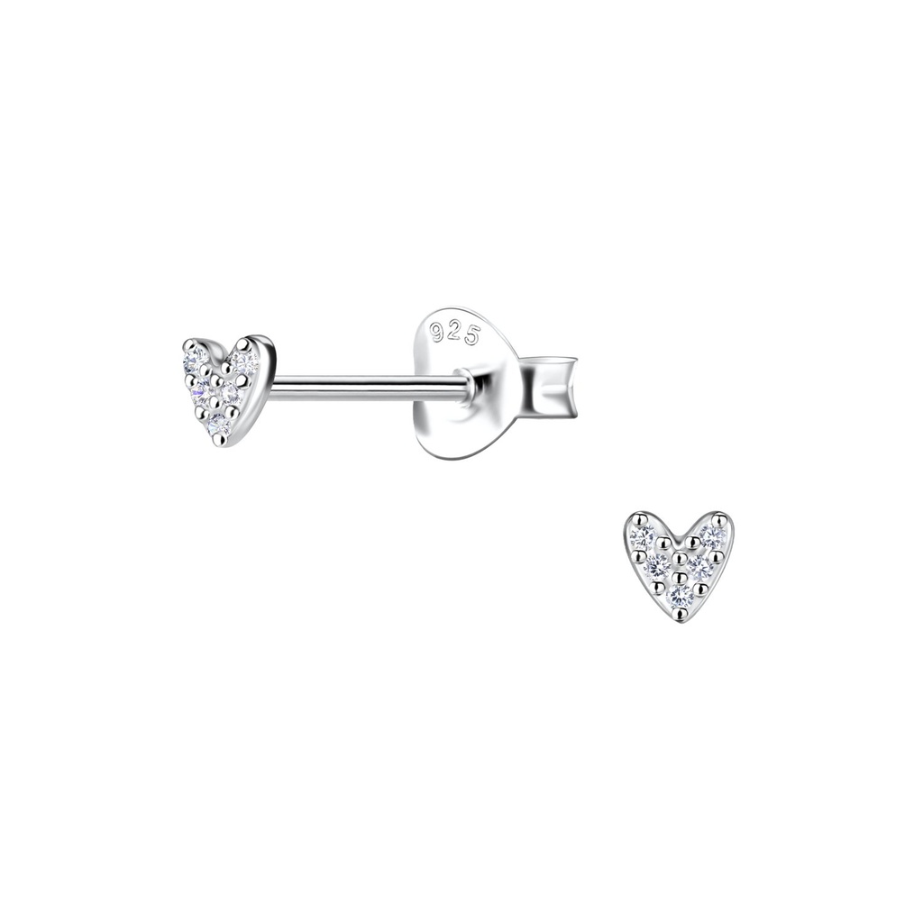 Silver Heart Stud Earrings