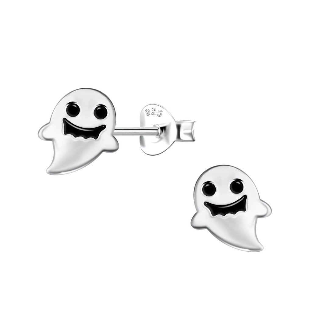 Silver Ghost Stud Earrings