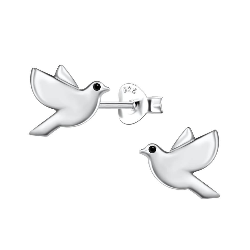Puces d'oreilles oiseau en argent
