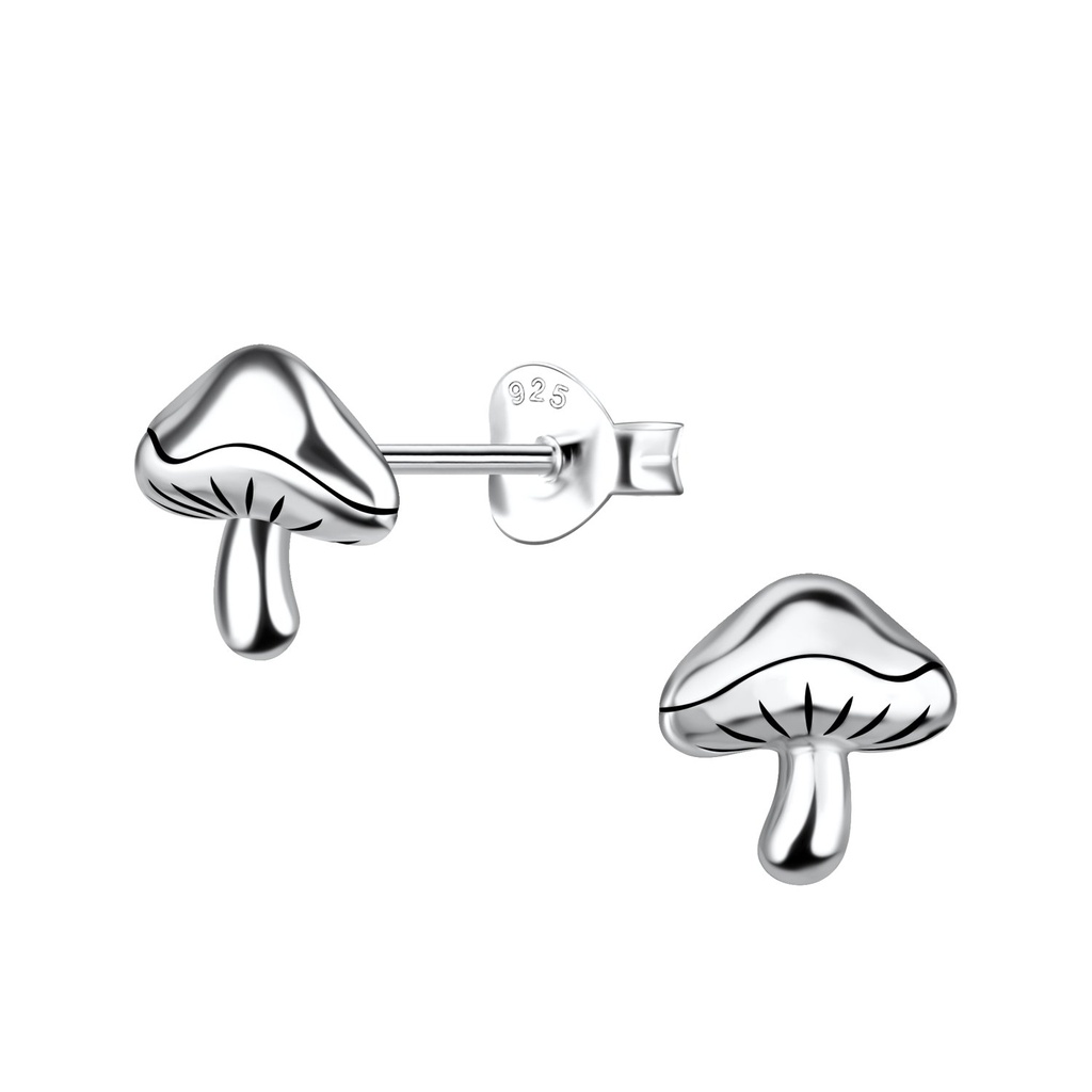 Puces d'oreilles champignon en argent