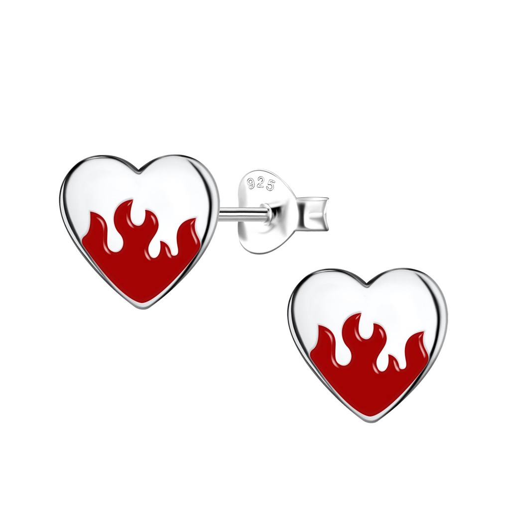 [10032803] Puces d'oreilles cœur en argent