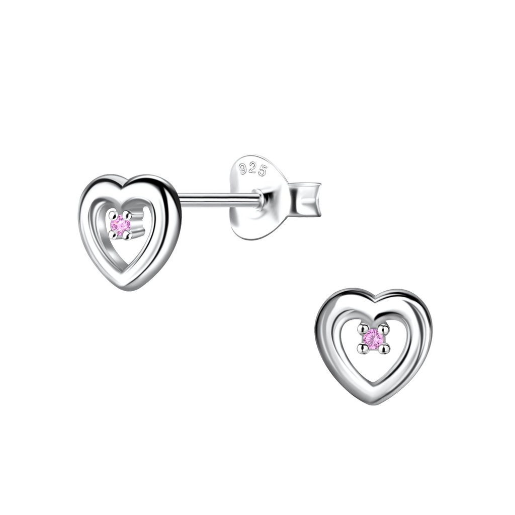 Silver Heart Stud Earrings