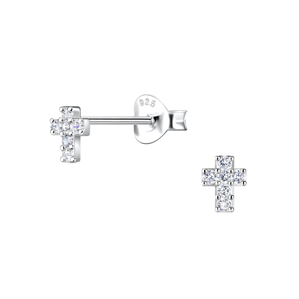 Silver Cross Stud Earrings