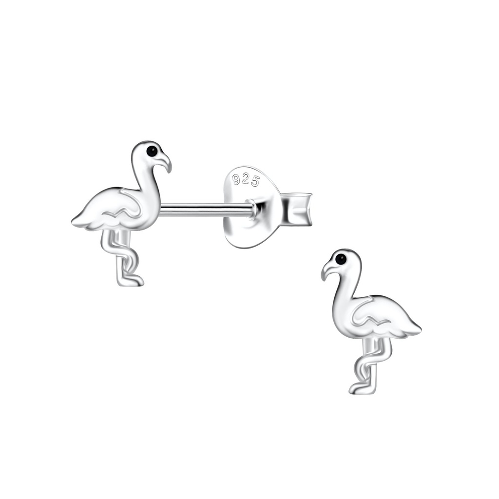 Puces d'oreilles flamant rose en argent