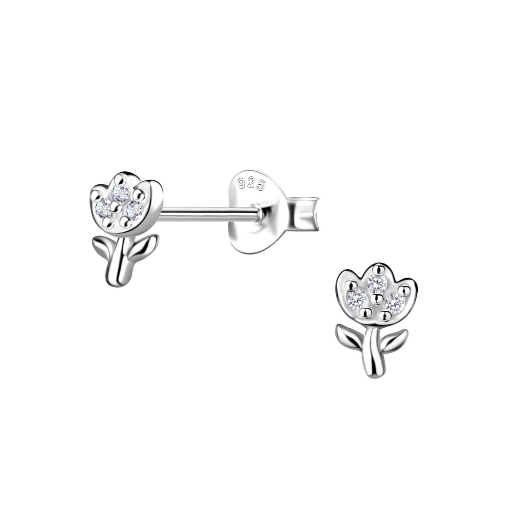 Silver Flower Stud Earrings