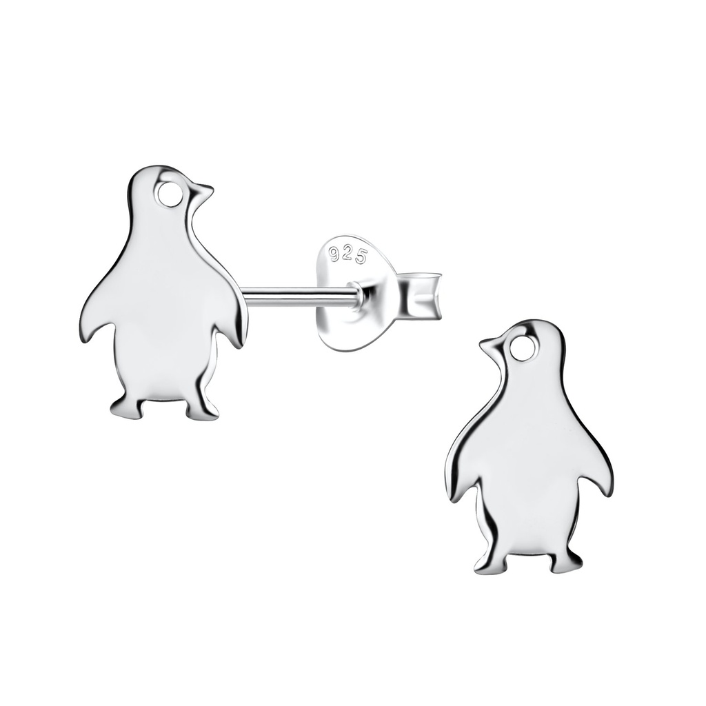 Puces d'oreilles pingouin en argent