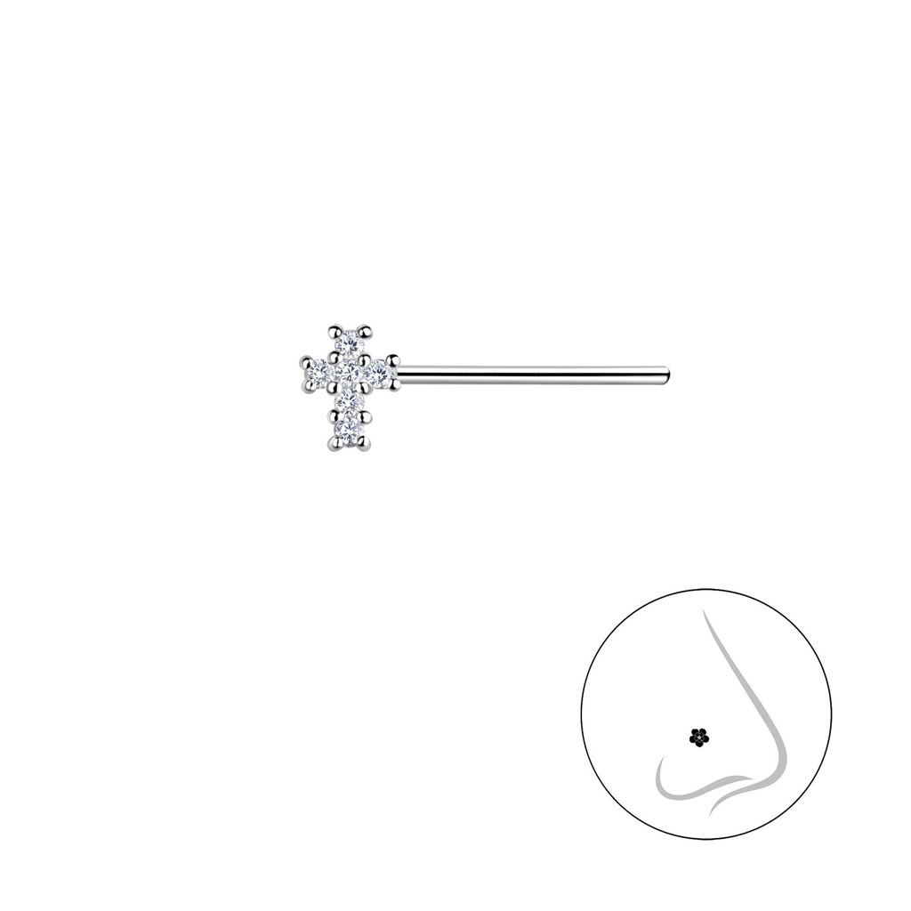 Clou de nez croix en argent