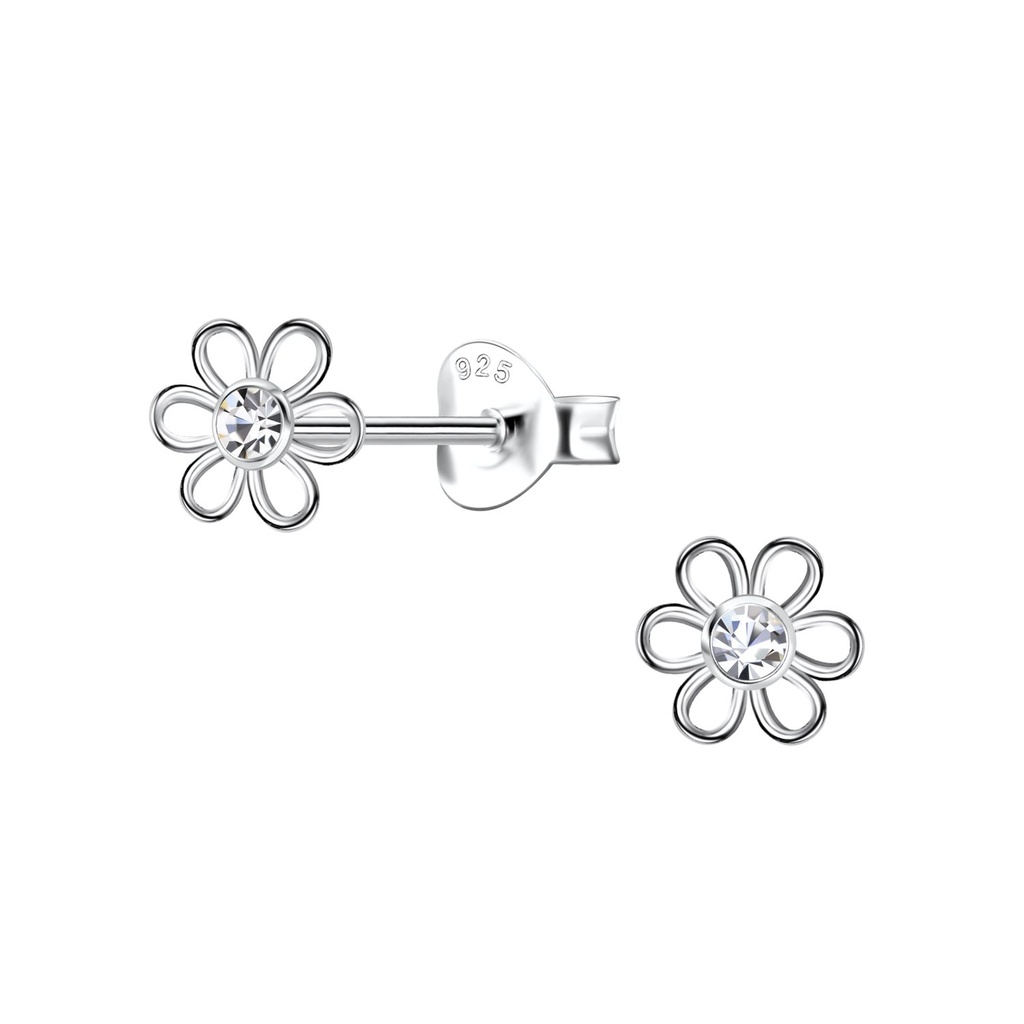 Puces d'oreilles fleur en argent
