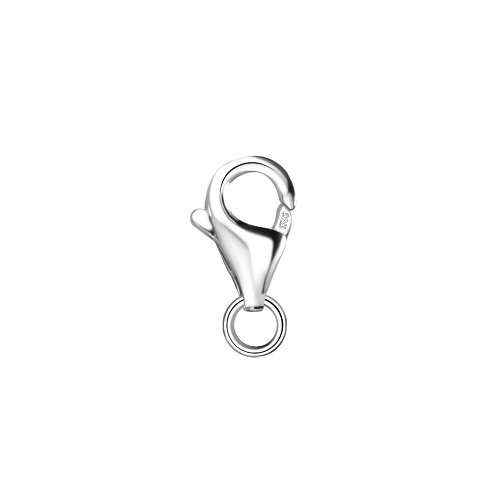 [10032542] Fermoir mousqueton en argent avec anneau ouvert 3 mm, lot de 5 pièces