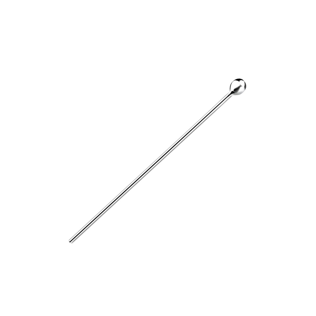[10032571] Tige en argent 30 mm avec boule 2 mm, lot de 10 pièces