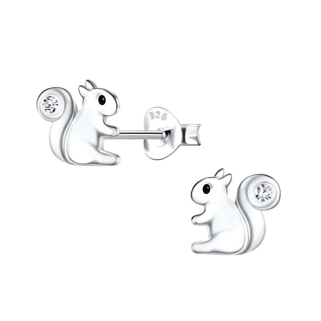 [10032423] Silver Squirrel Stud Earrings