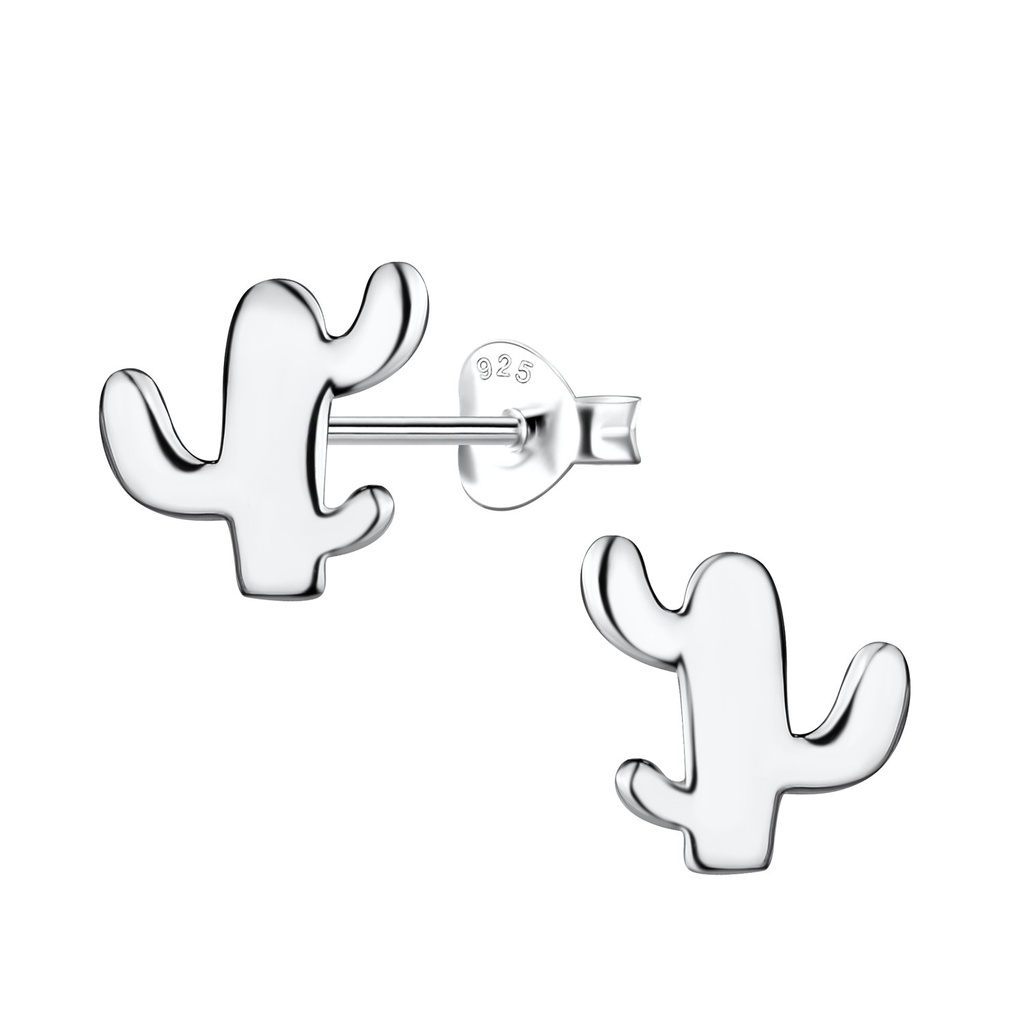 Puces d'oreilles cactus en argent