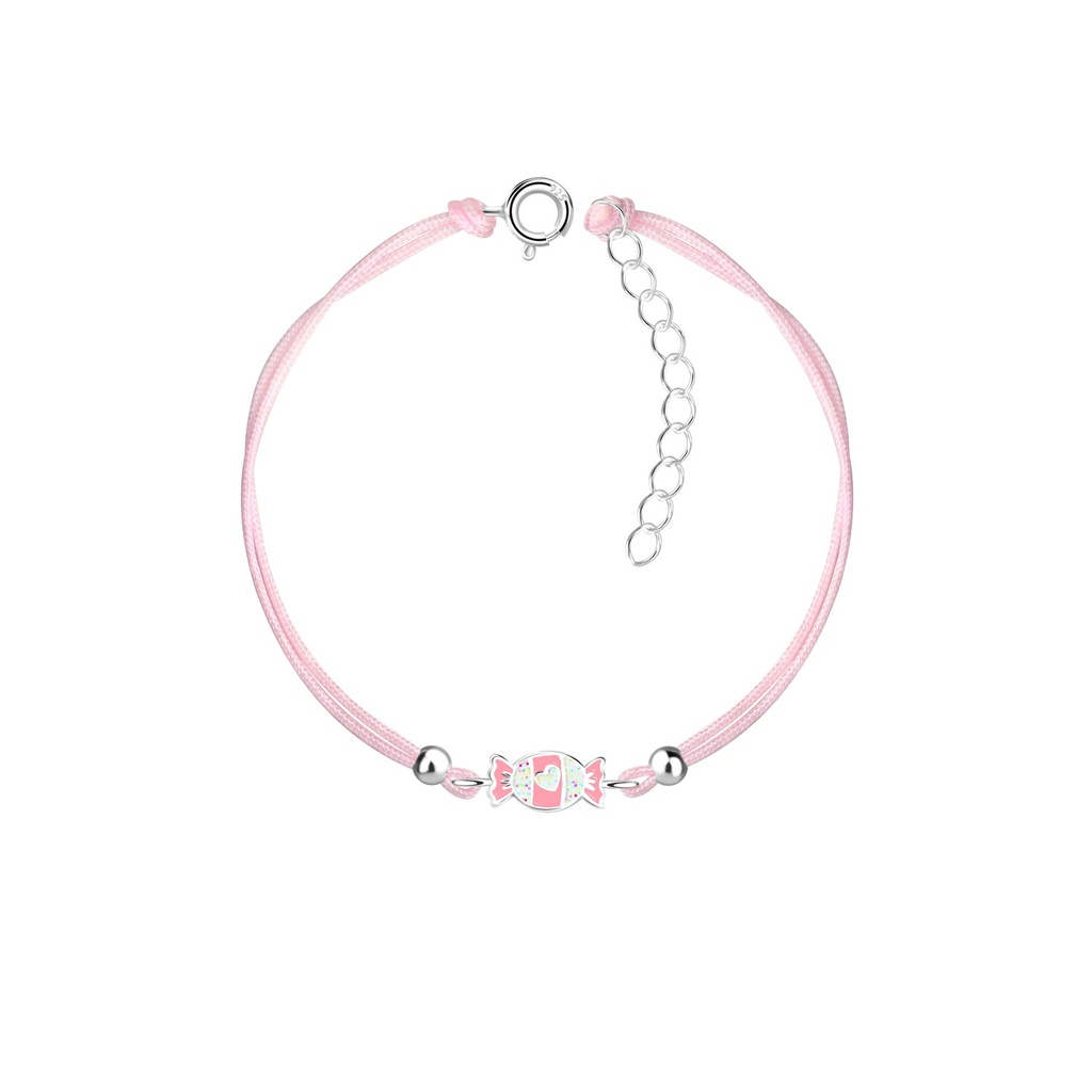 Bracelet cordon bonbon en argent