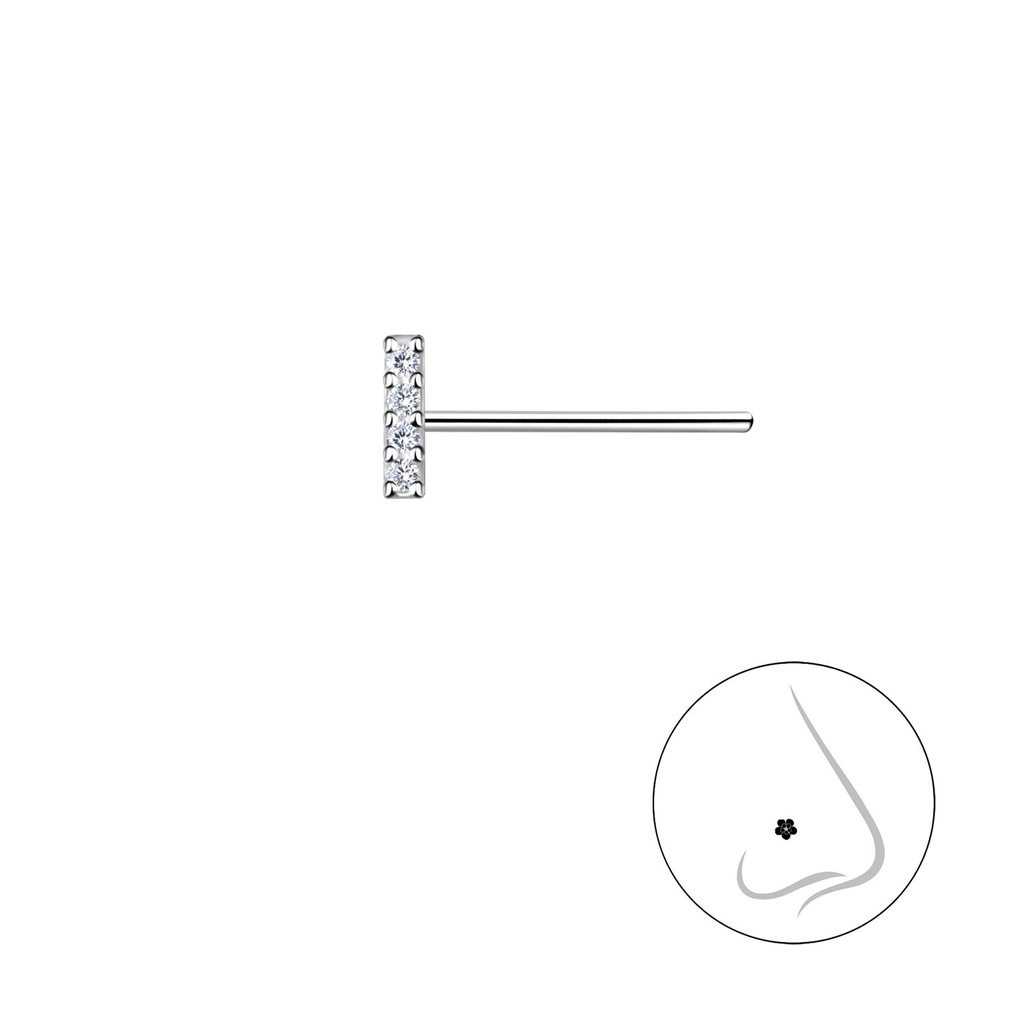 Silver Bar Nose Stud