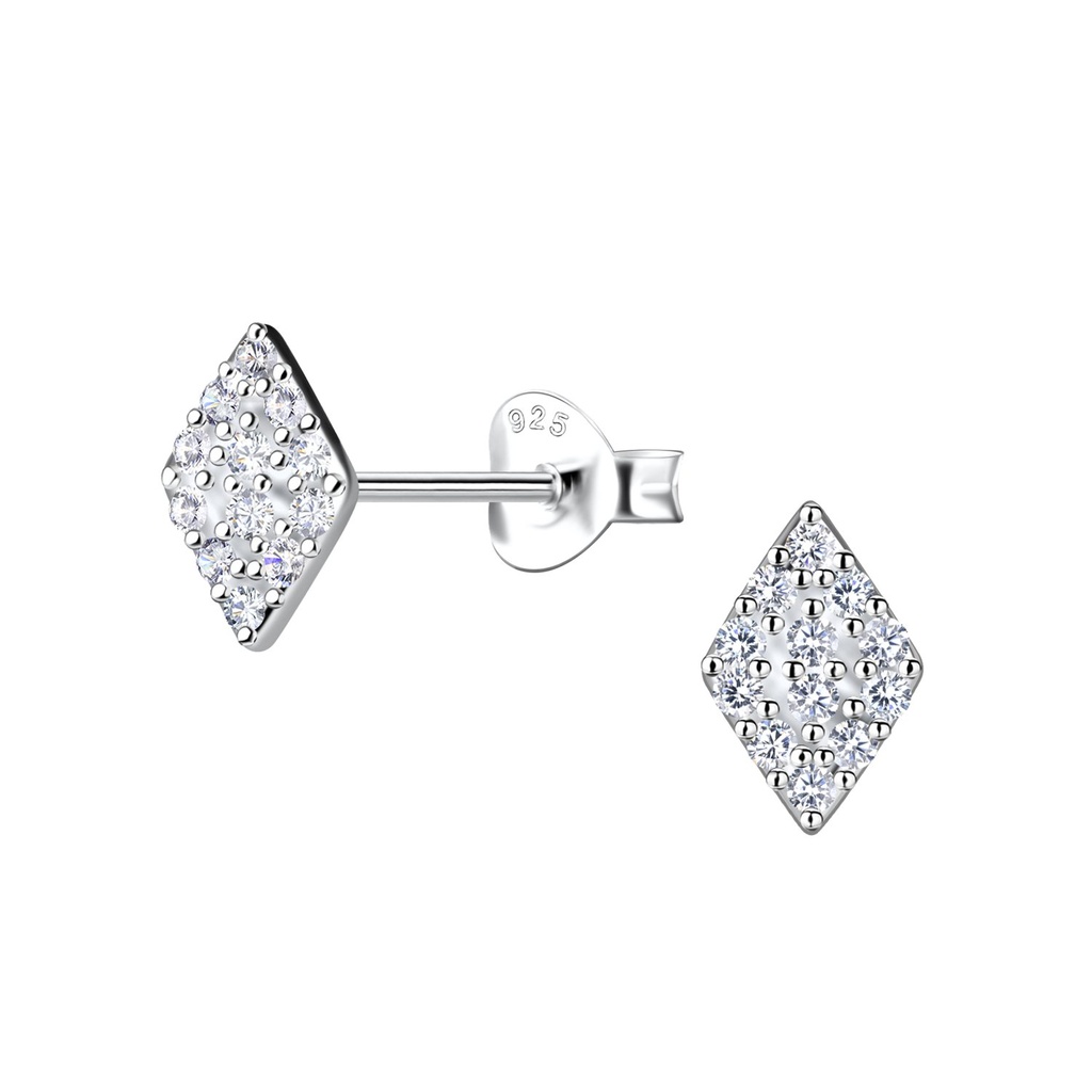 Puces d'oreilles en forme de diamant en argent