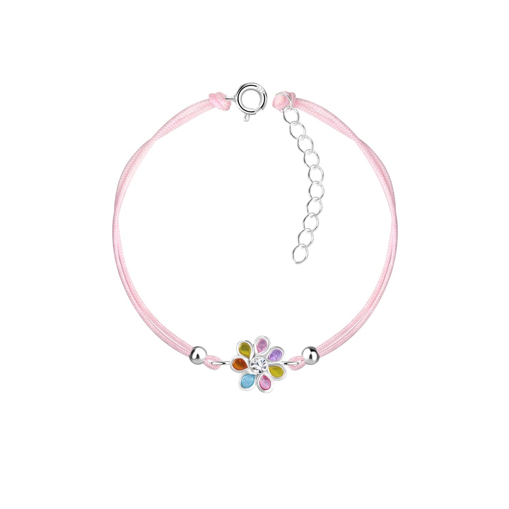 Silver Flower Cord Bracelet