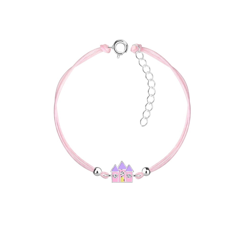 Bracelet cordon château en argent