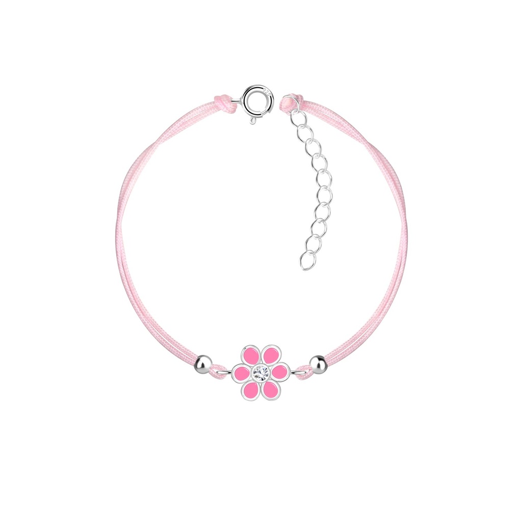 Bracelet cordon fleur en argent