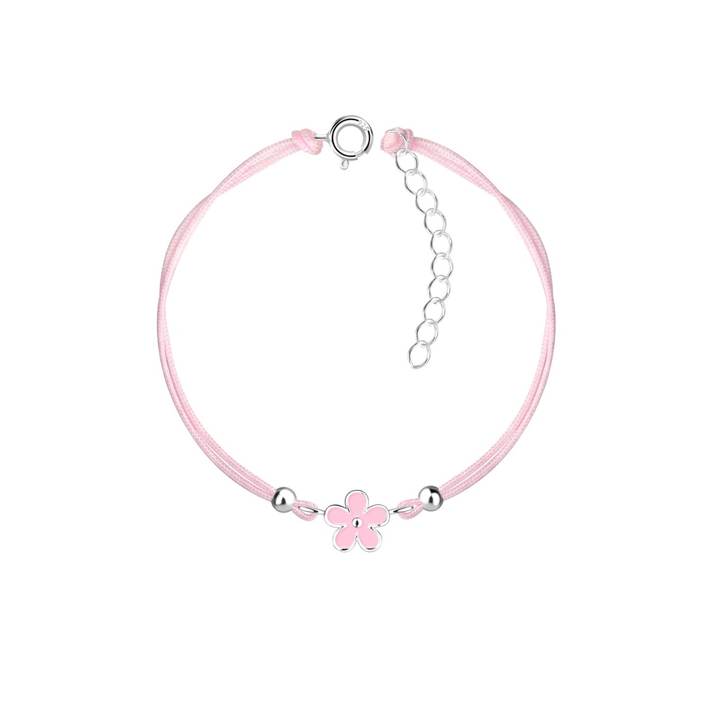 Bracelet cordon fleur en argent