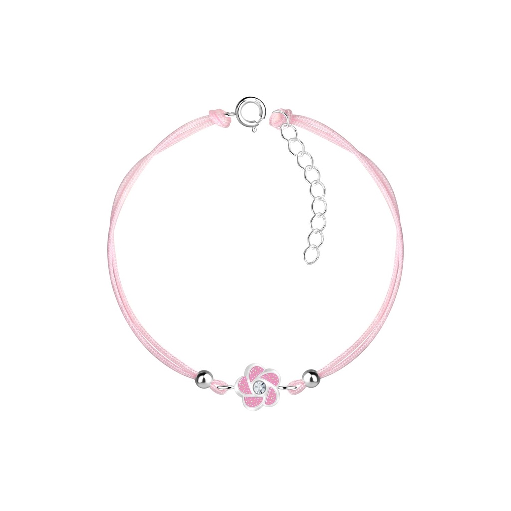 Silver Flower Cord Bracelet