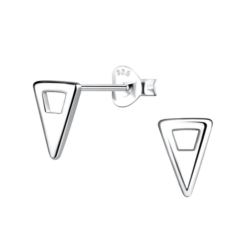 Silver Triangle Stud Earrings