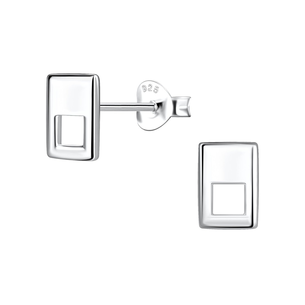 [10032657] Puces d'oreilles rectangle en argent