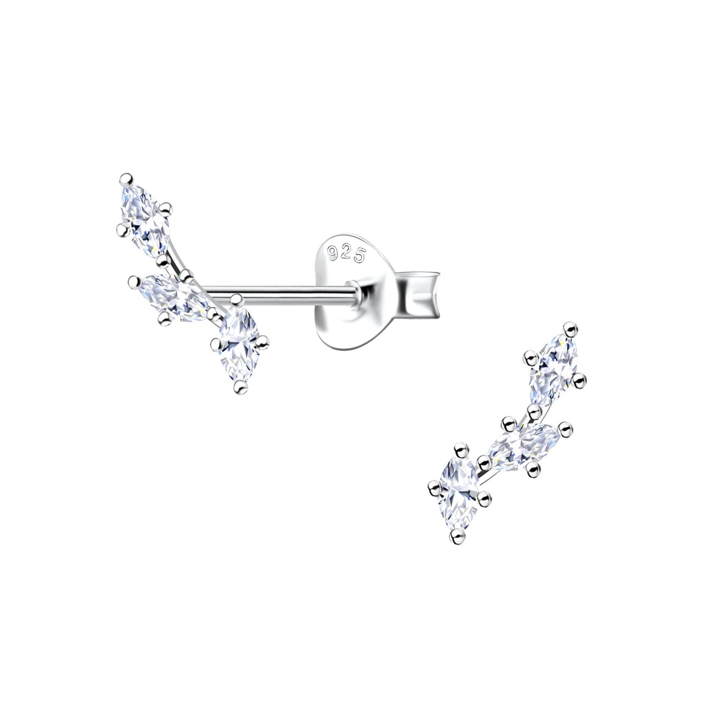 Silver Geometric Stud Earrings