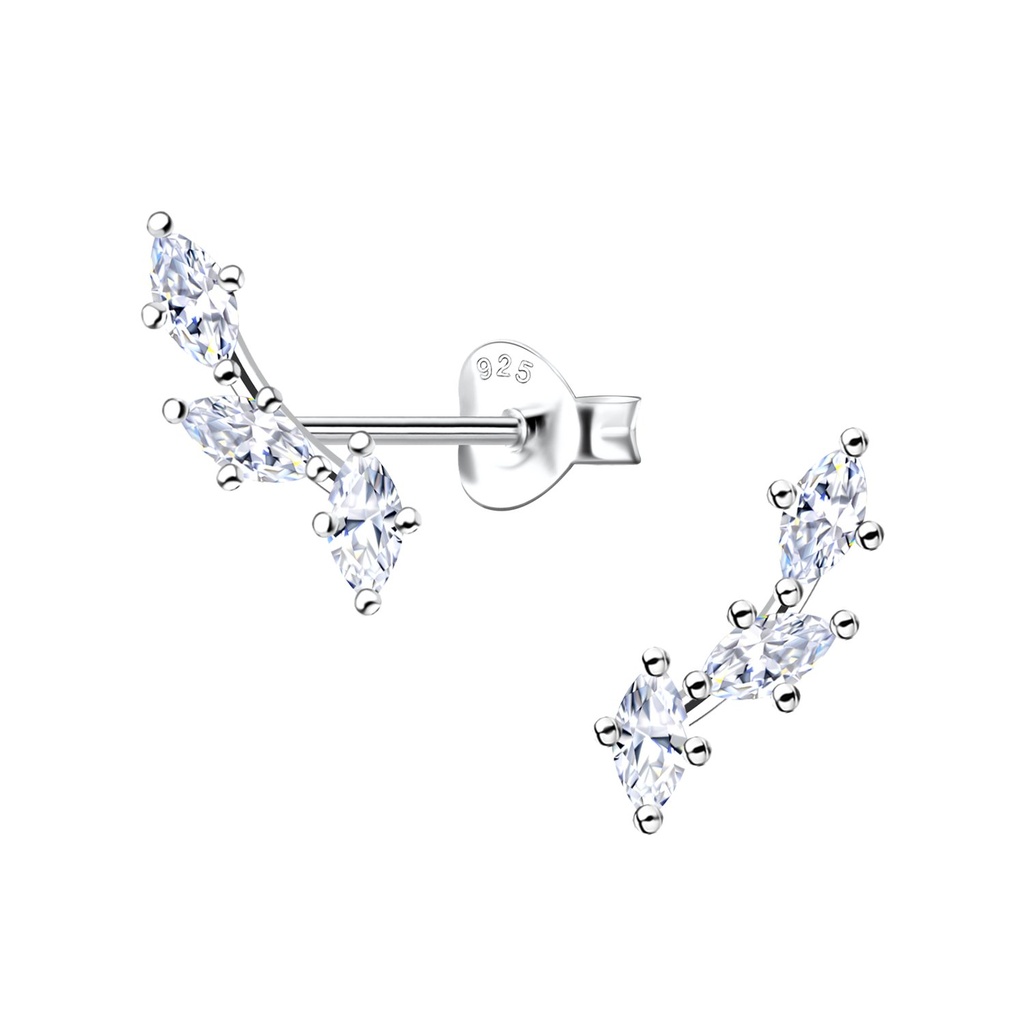 Silver Geometric Stud Earrings