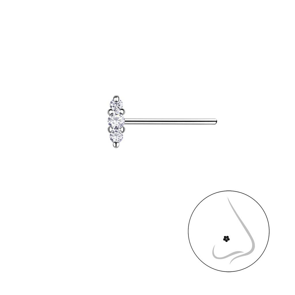 [10032442] Clou de nez pierres marquise en argent