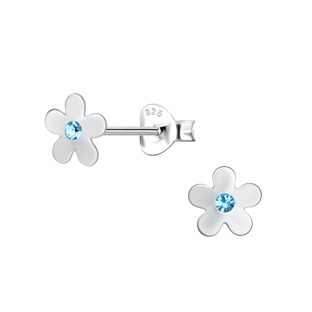 [10032668] Puces d'oreilles fleur en argent (Aqua Bohemica)