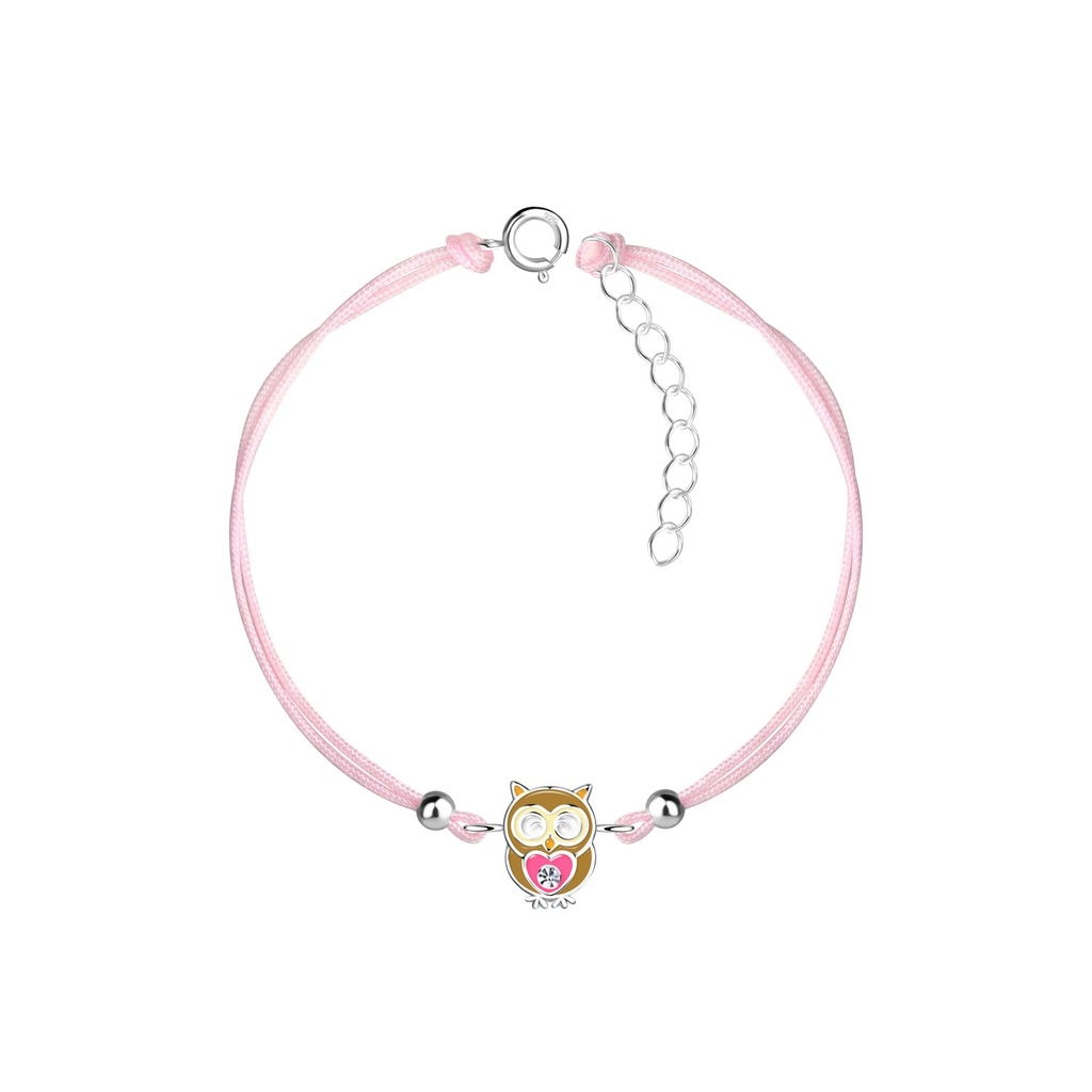 Bracelet cordon hibou en argent