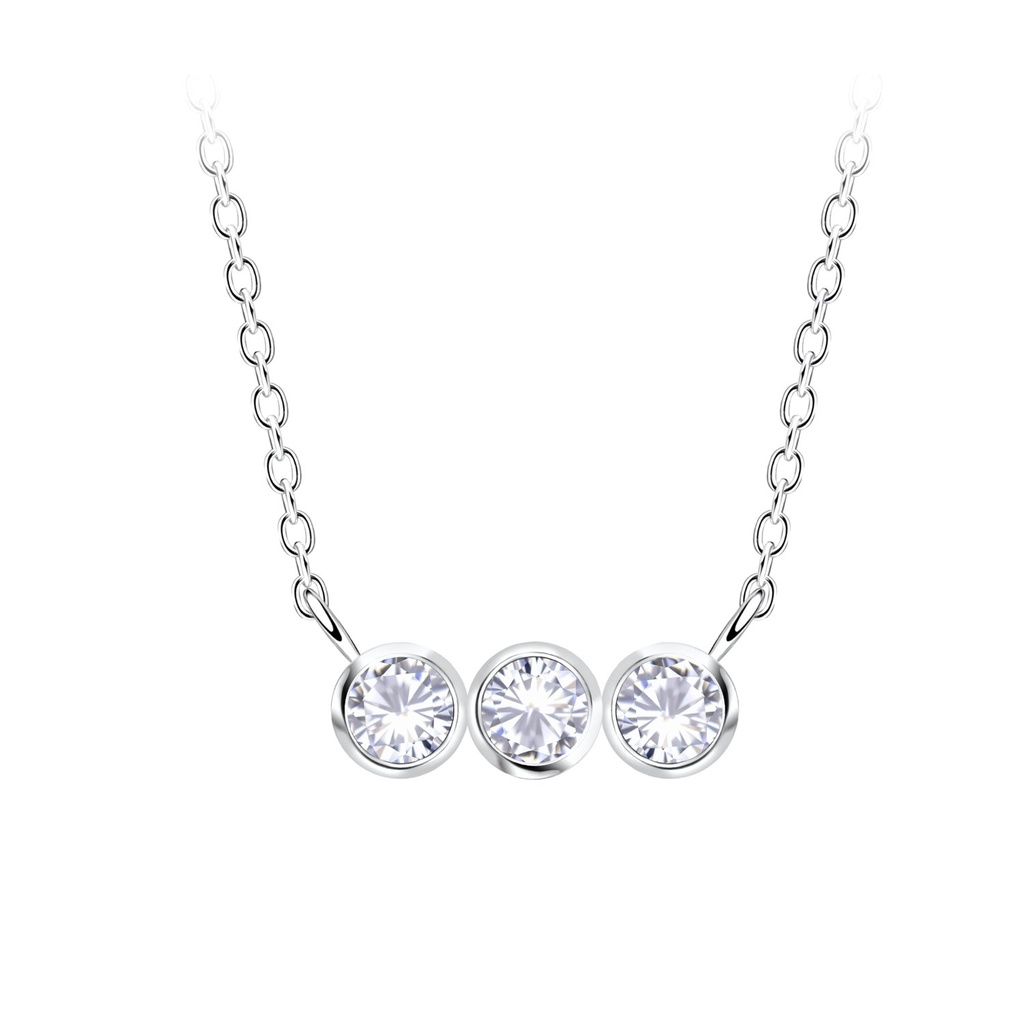 Silver Three Stones Necklace