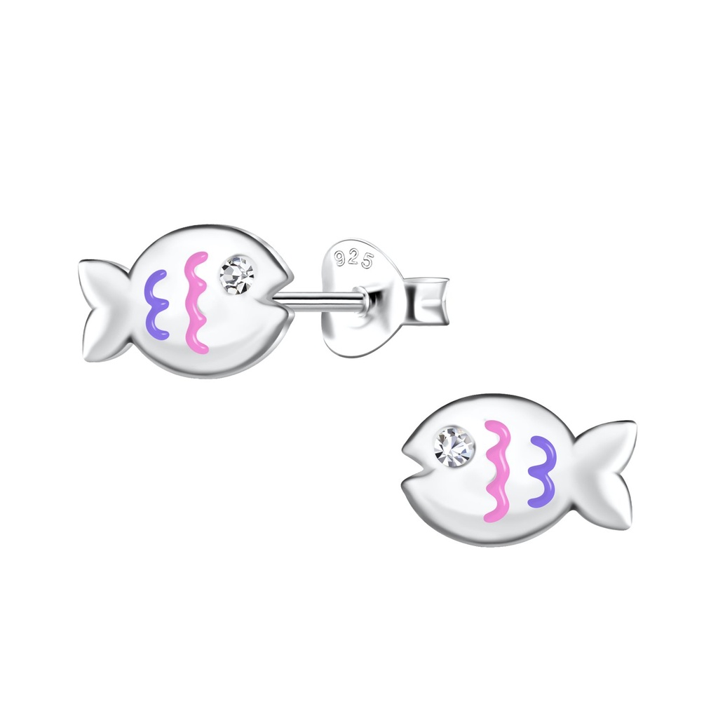 Silver Fish Stud Earrings