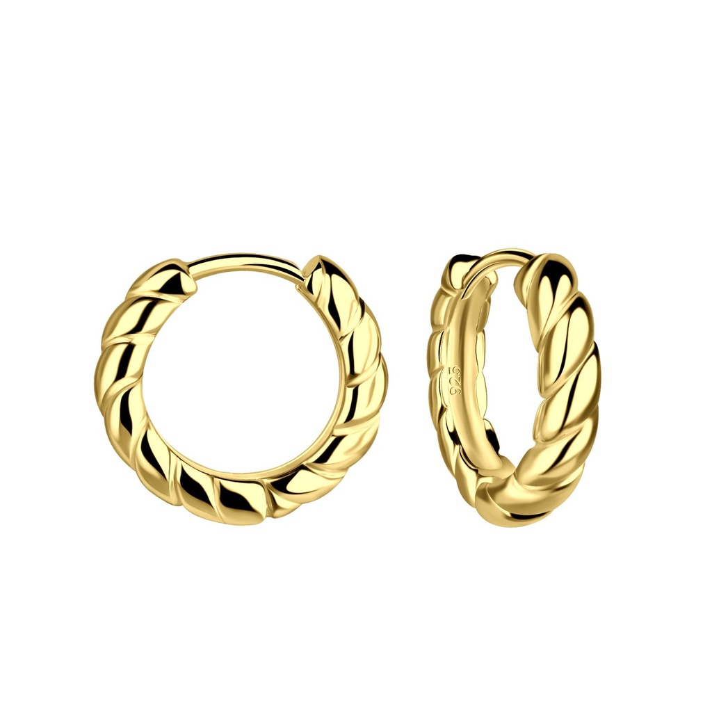 [10031734] Créoles huggie torsadées en argent 15 mm