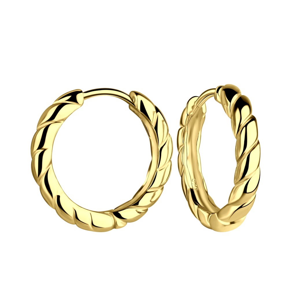 18mm Silver Twisted Huggie Earrings
