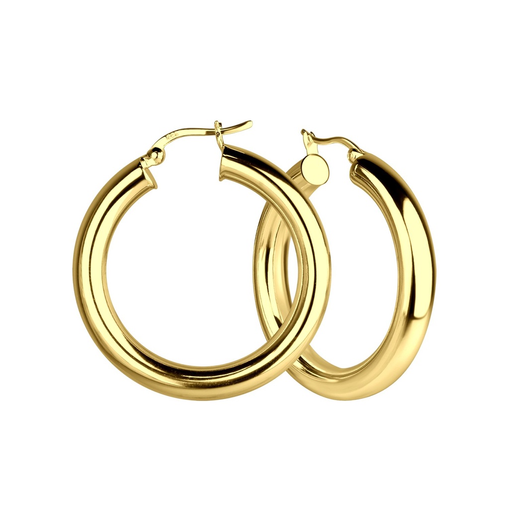 [10031628] 35mm Silver French Lock Hoop Earrings