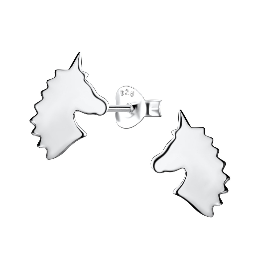 Silver Unicorn Stud Earrings