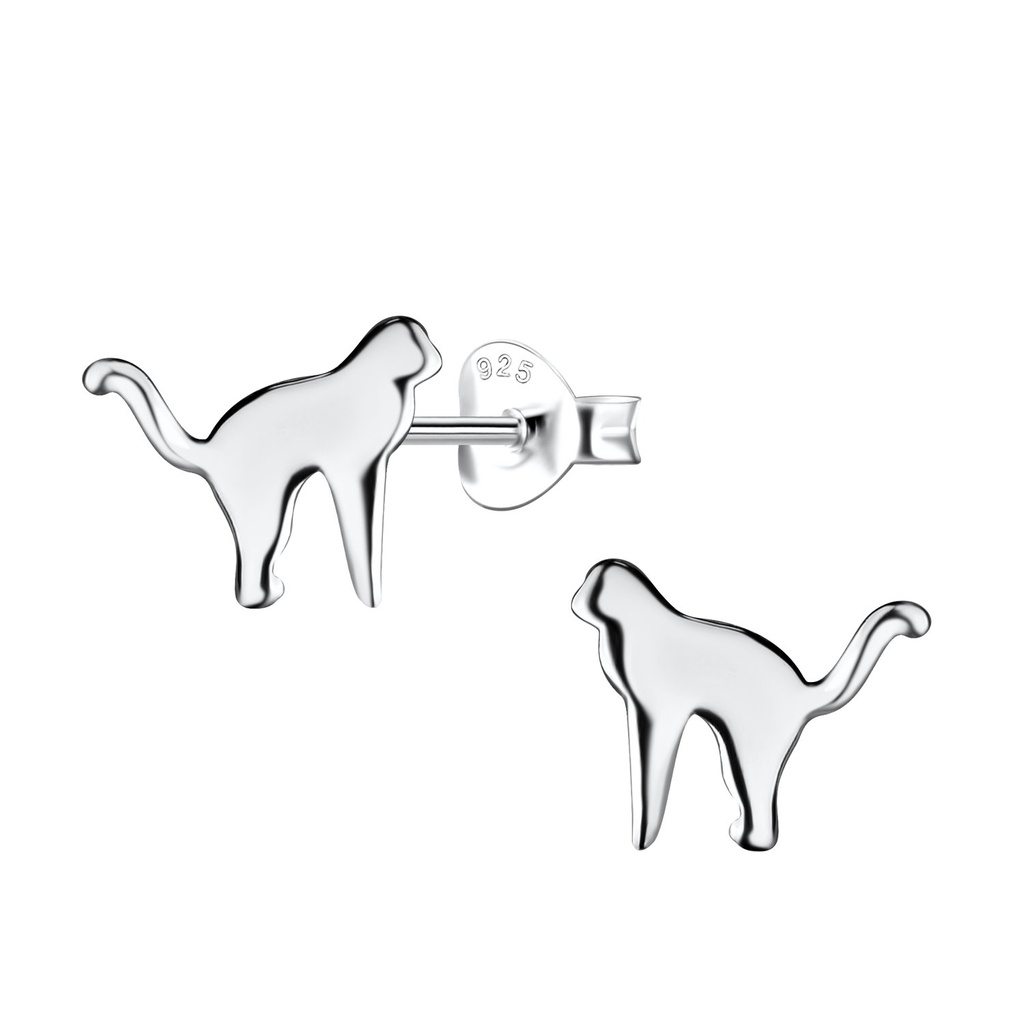 [10032617] Silver Monkey Stud Earrings