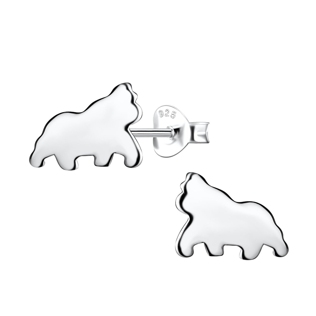 [10032614] Silver Gorilla Stud Earrings