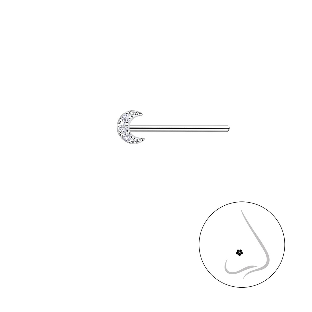 [10032440] Clou de nez lune en argent