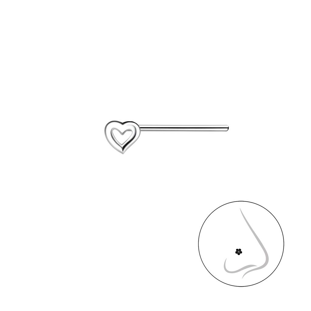 [10032439] Clou de nez cœur en argent