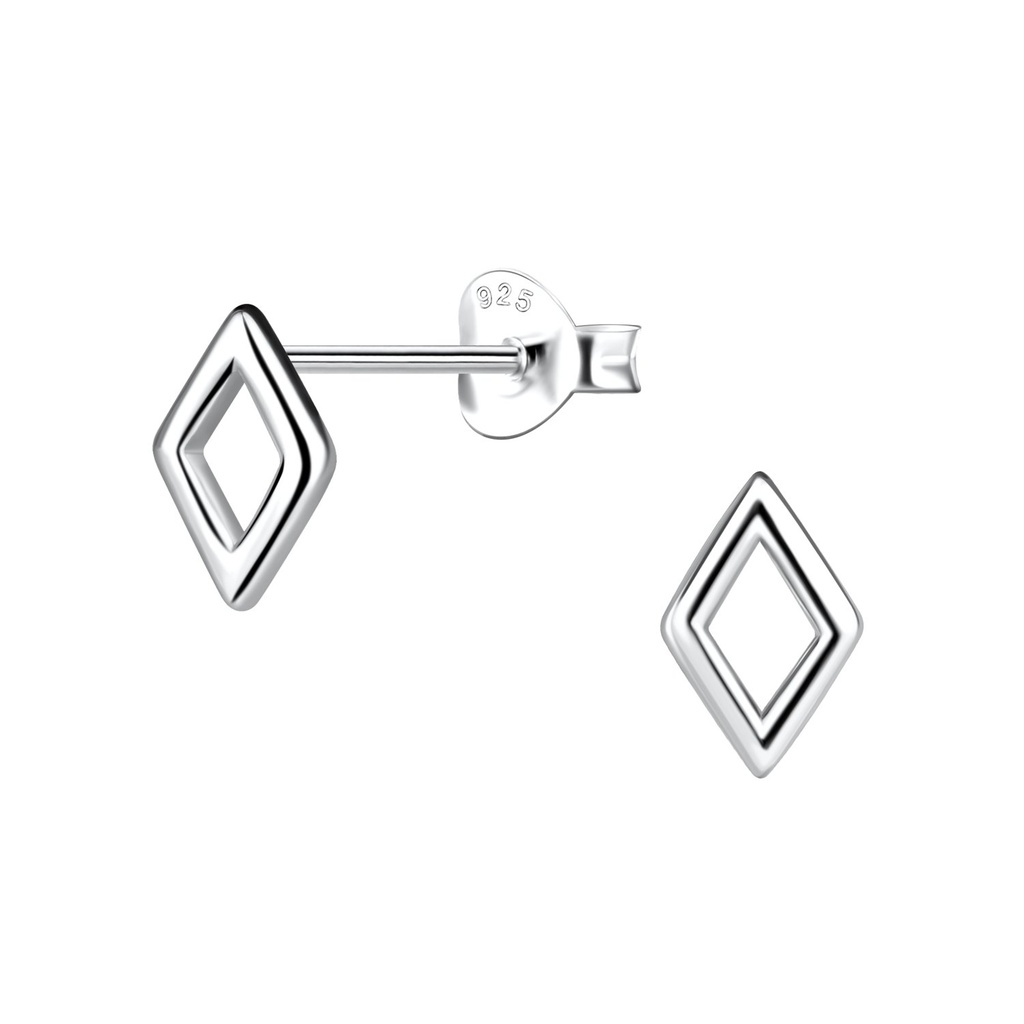 Silver Diamond Shaped Stud Earrings