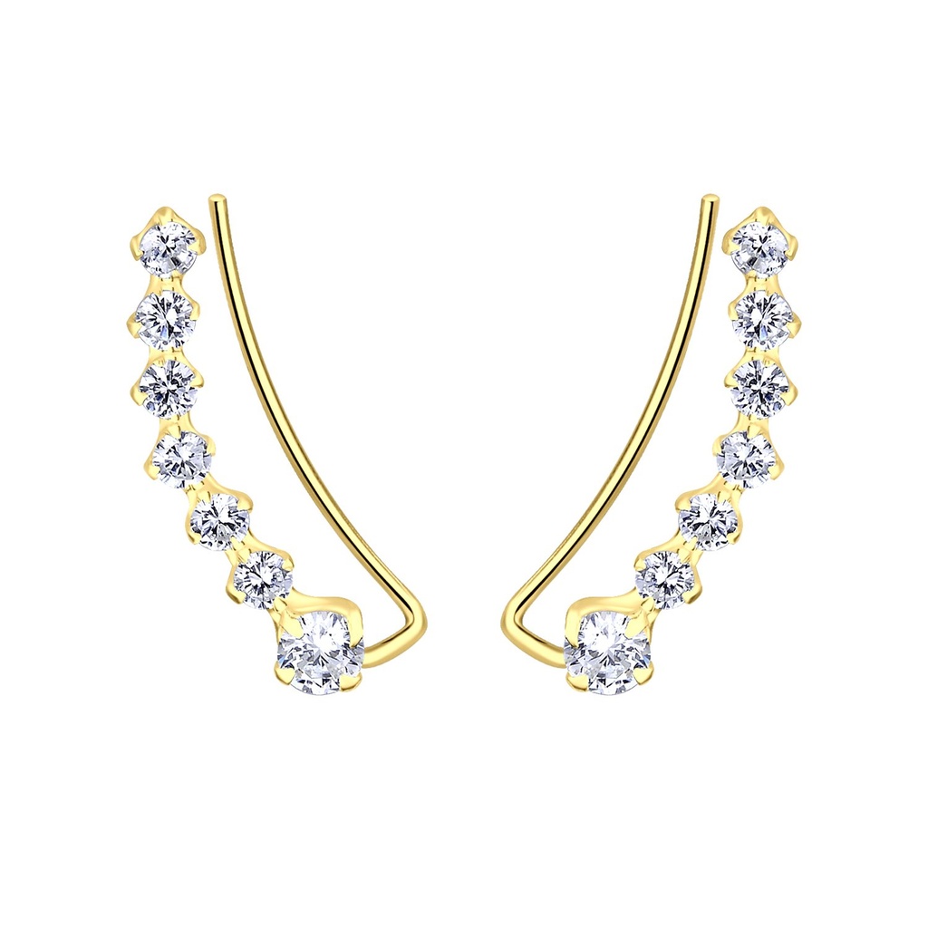 Grimpeurs d'oreille ligne courbés en argent zircon