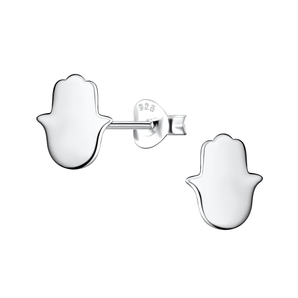 Puces d'oreilles main de Fatma en argent