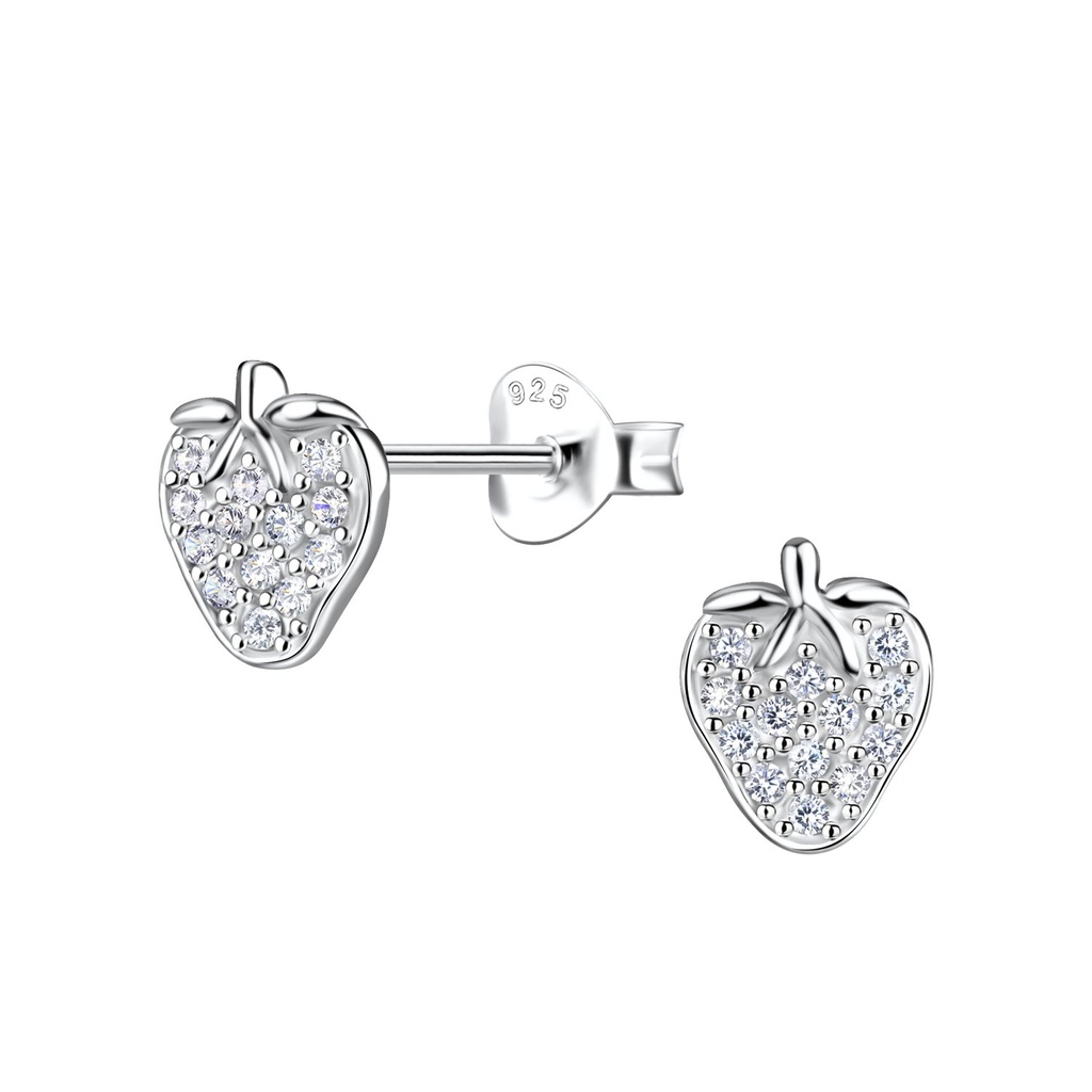 Silver Strawberry Stud Earrings