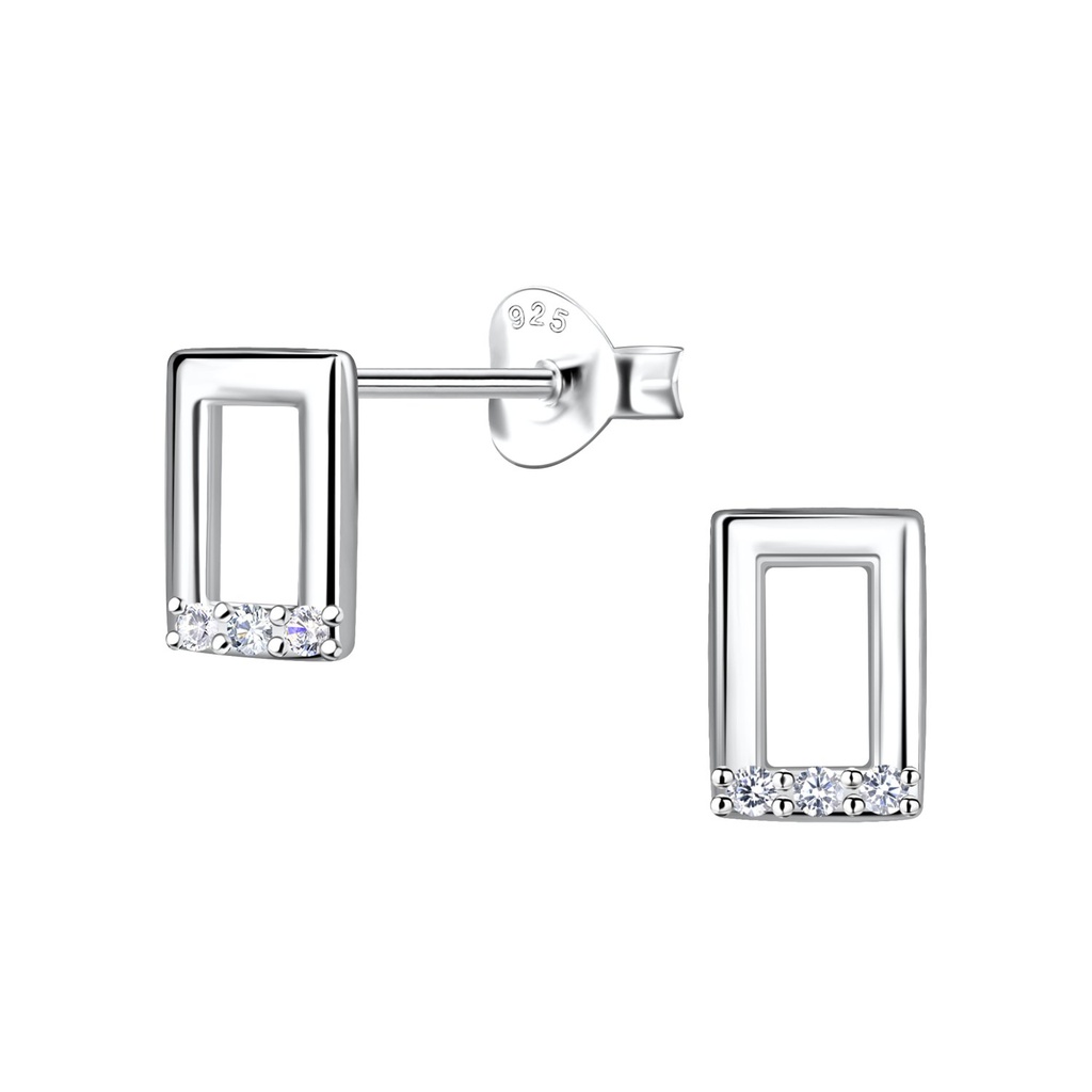 Puces d'oreilles rectangle en argent