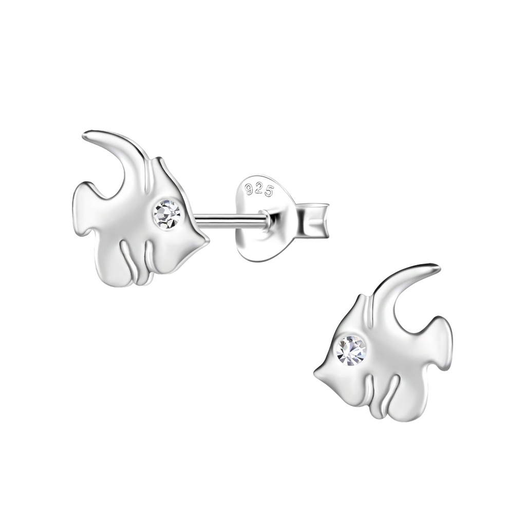 [10032377] Silver Fish Stud Earrings