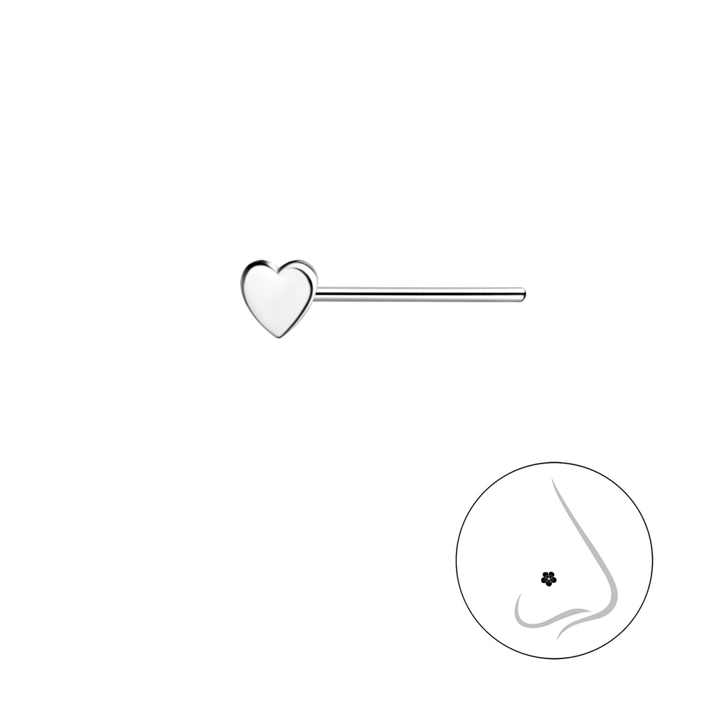Clou de nez cœur en argent