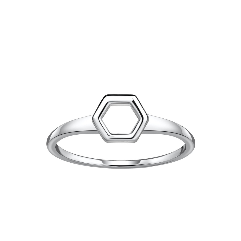 Silver Hexagon Ring