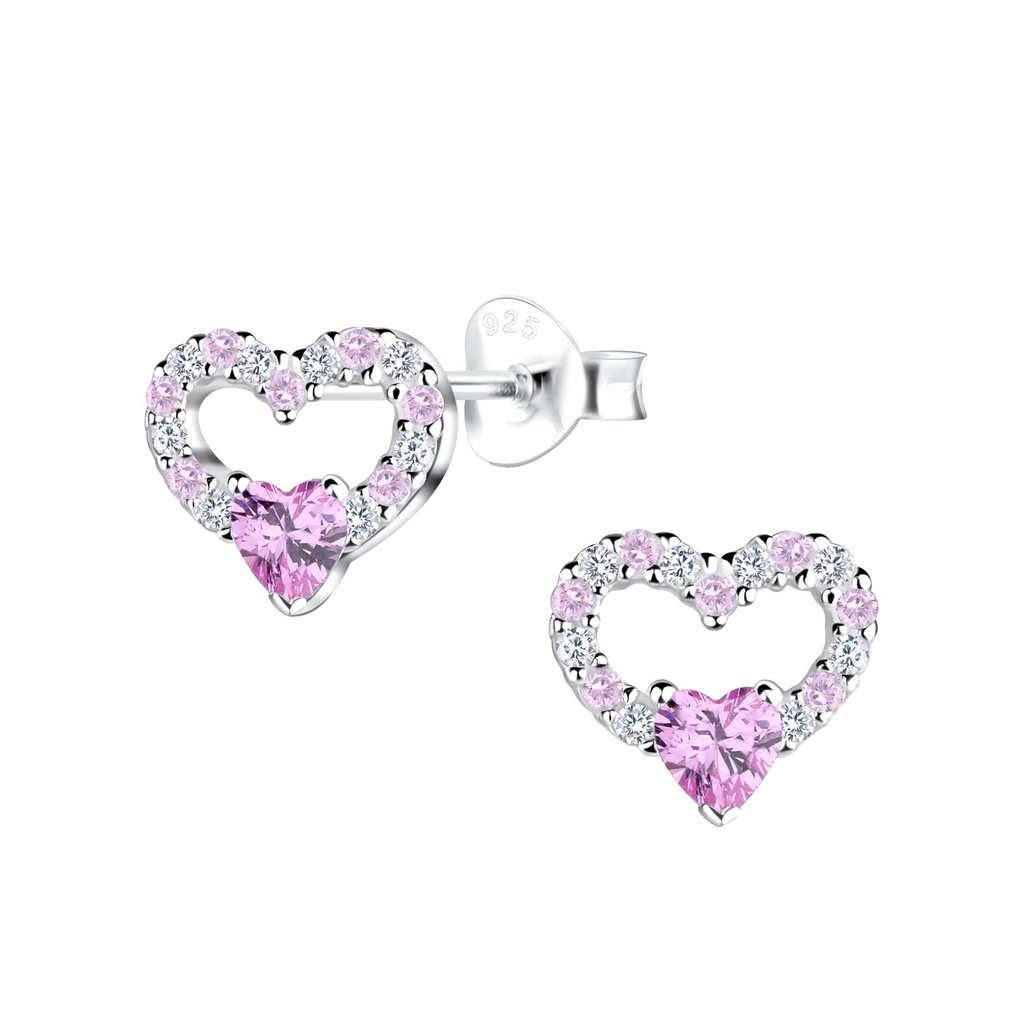 [10032324] Puces d'oreilles cœur en argent